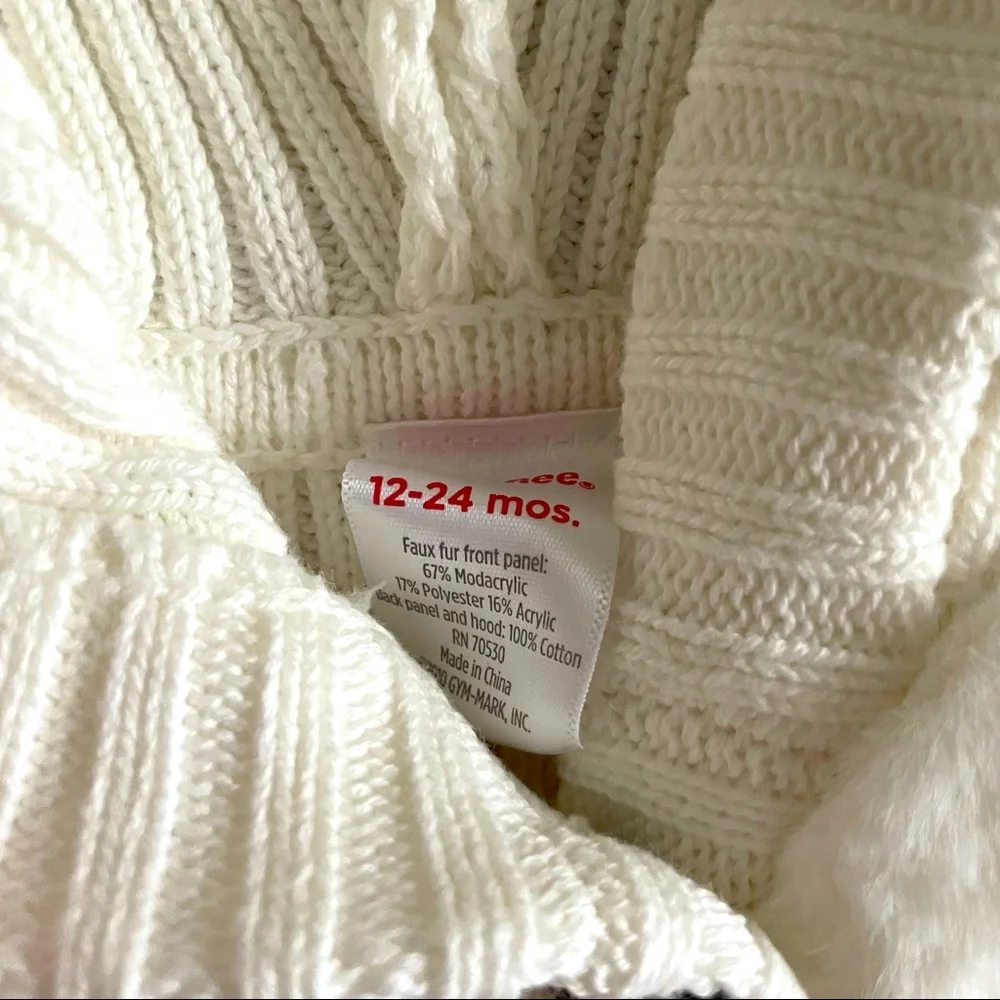 Gymboree Girl’s size 12-24 Months furry vest with Built in hoodie New with tags